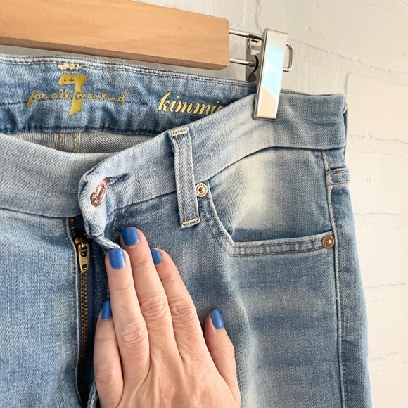 7 for all mankind Kimmie Crop Ankle Denim jeans Light wash Mid rise Sz 30 - Picture 10 of 16